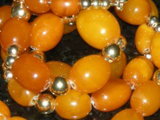   AMBER BUTTERSCOTCH NECKLACE 14K CLASP MARKED 585 AND 14K BEADS  