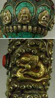 Old Tibetan Turquoise Buddha Shakyamuni Conch Horn  