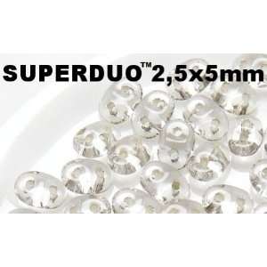  Czech Two Hole Seed Beads SuperDuo Silver Lined 100gram (a 