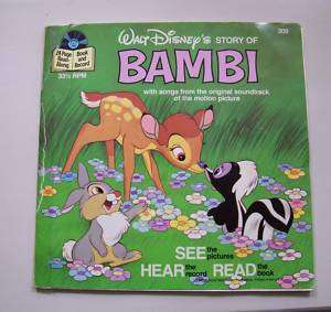 Disney See Hear Read ** Bambi 33 1/3 RPM RECORD & BOOK  