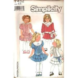  Simplicity 7432 Vintage 1986 Size 6 Pattern for Girls 