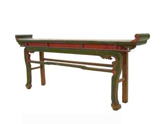 Vintage Chinese Green Red Altar Table s1718  