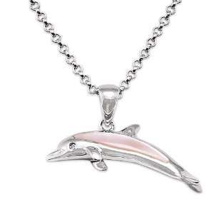  Wyland Dolphin Necklace with Mother of Pearl in Sterling 