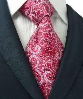 LANDISUN 17E RED PAISLEY TIE SETTIE+HANKY+CUFFLINKS  