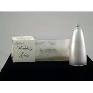 Grooms Glass for Breaking, Frosted White, embroidered white bag with 