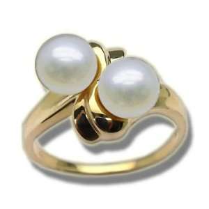  14 Kt Twin Pearl Ladies Ring Jewelry
