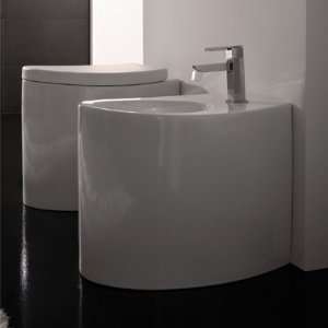   Scarabeo 8210 Round White Ceramic Floor Toilet 8210