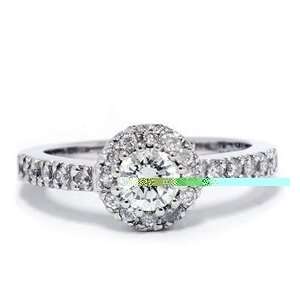  REAL .80CT ROUND HALO DIAMOND ENGAGEMENT RING 14K GOLD 