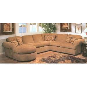  Hutington Timber Brown Fabric Contemporary Sectional Sofa 