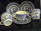 BLUE WILLOW ENGLISH IRONSTONE TABLEWARE EIT ENGLAND CUPS & SAUCERS 