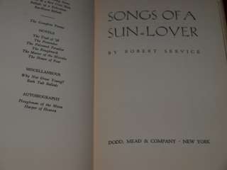 Robert Service FIRST EDITION Songs Of A Sun Lover POEMS  