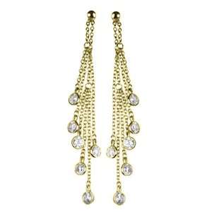   925 Yellow Gold Vermeil CZ Streamer Earrings: Willow Company: Jewelry