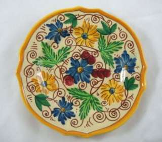 Vintage Italy Pottery FB Yellow Sorrento Floral Design Bread And 