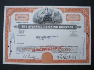 The Atlantic Refining Company Stock Certificate  