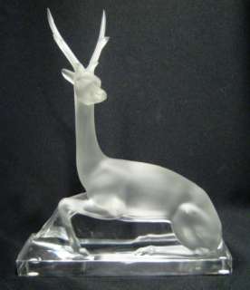 Beautiful & Rare Lalique Cerf Stag Art Deco Style Art Glass Sculpture 