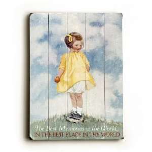  Vintage wood sign Girl on Hill Best Memories in the World 