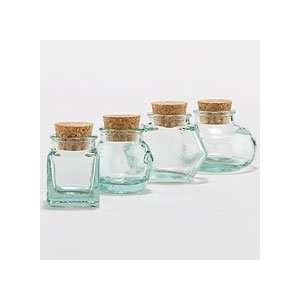  Green Recycled Glass Spice Jars, Set of 4