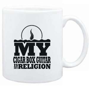  Mug White  my Cigar Box Guitar is my religion 