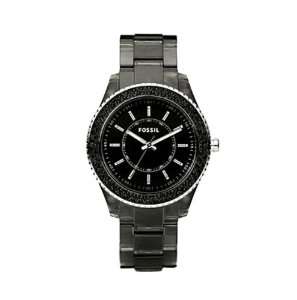   Black Resin Bracelet Black Glitz Analog Dial Watch Fossil Watches