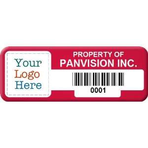 Custom Asset Label With Barcode, 0.75 x 2 Embedded PermaGuard Gloss 