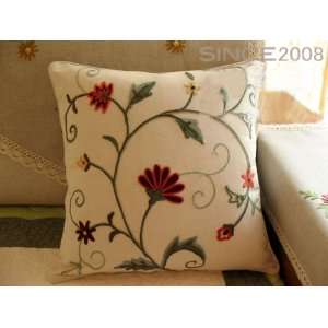  Hand Woollen Embroided Flowers vine Cushion Cover/Pillow 