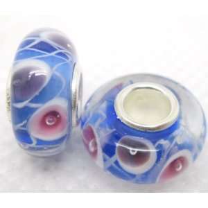  Bleek2Sheek Murano inspired Glass Blue/ White Swirls Charm 