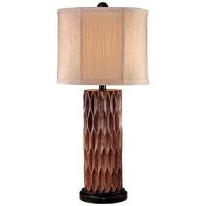   Collection Distressed Faux Wood Column Table Lamp: Home Improvement