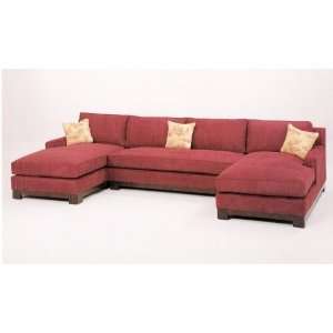 pc custom sectional sofa with wood trim base and double chaise 
