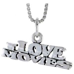 925 Sterling Silver I Love Movies Talking Pendant (w/ 18 Silver Chain 