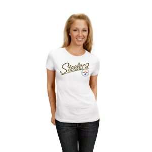 Pittsburgh Steelers Womens White Franchise Fit T Shirt:  