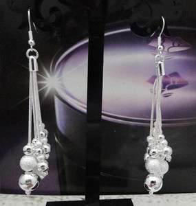 925 Silver Plated Bead Dangle Earrings XMAX GIFT JE212  