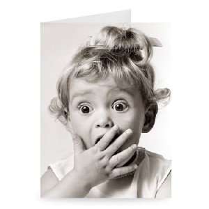 Girl with a shocked face expression,   Greeting Card (Pack of 2)   7x5 