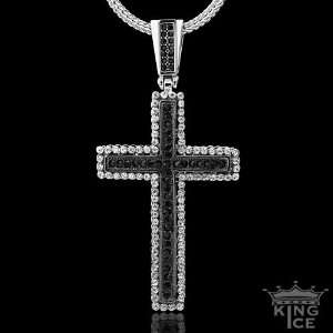  Silver Plated Hip Hop Cubic Zirconia CZ Cross Pendant 