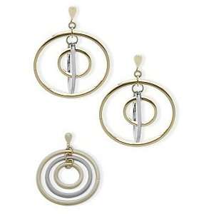  Three Circle 10 Karat Two Tone Gold Earrings Jewelry