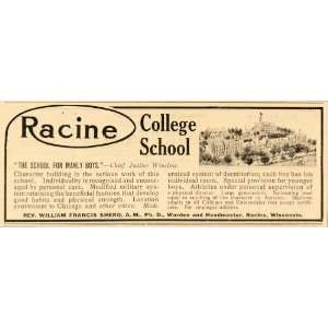  1914 Ad Racine College Prep School Boys Wis. Rev. Shero 