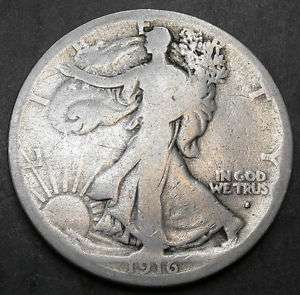 One 1916 S Walking Liberty Half Dollar. First S Mint Coin In Series W 