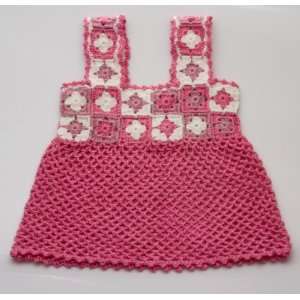  Crochet Dress with Pink/White Flowers 