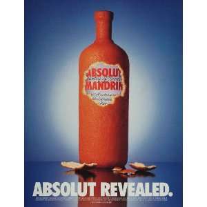   Ad Absolut Mandrin Revealed Bottle Orange Peels   Original Print Ad