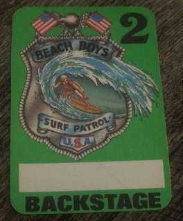 Vintage Beach Boys Backstage Pass Surf Patrol USA  