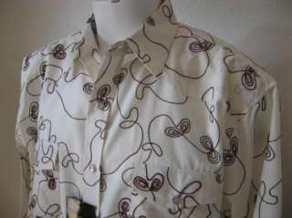 NEW Mens Beige Print Embroidered Lassos Western Cowboy Pearl Snap 