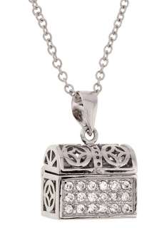 Sterling Silver 16 CZ Chinese Prayer Box Necklace  