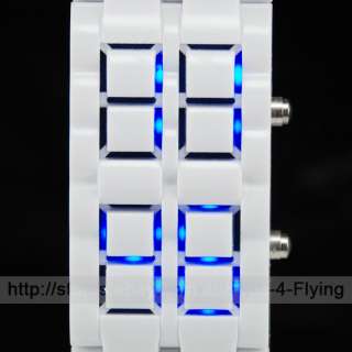 Blue LED Jelly White Acrylic Cuff Date Digital Watch  