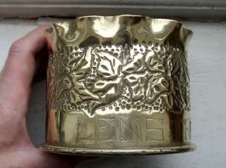   WWI Trench Art Brass Shell Case Vase Lens France 1913 Vintage WW1