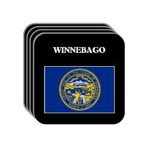  US State Flag   WINNEBAGO, Nebraska (NE) Set of 4 Mini 