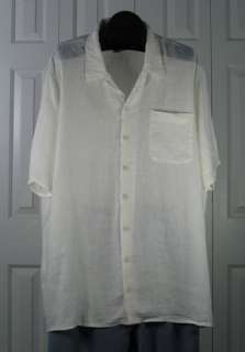 Flax Clothing NWOT Short Sleeve Hanky Linen Hawaii Shirt Milk Size 2G 