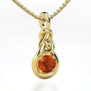   Knot Pendant, Round Fire Opal 14K Yellow Gold Necklace: Jewelry
