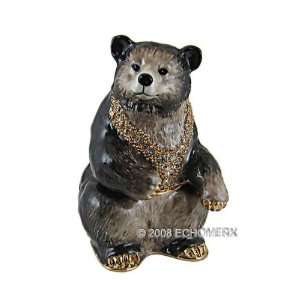   : Collectible Trinket Jewelry Box Black Bear Jeweled: Home & Kitchen