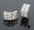 Half Hoop Huggie Crescent CZ Crystal Earrings NE633  