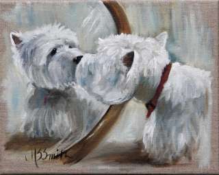 MSSMITH Westie west highland terrier oil dog portrait  