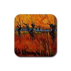  Willows at Sunset By Vincent Van Gogh Square Coasters 